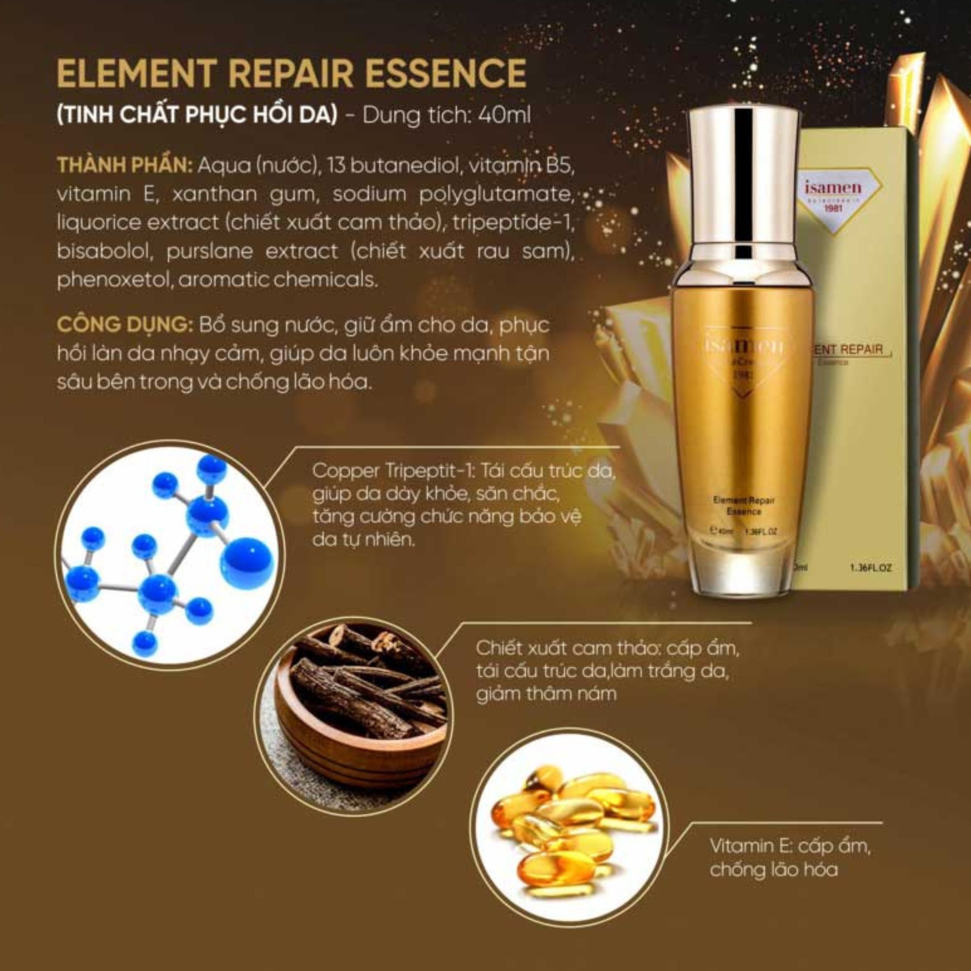 Tinh chất phục hồi da Isamen - 40ml