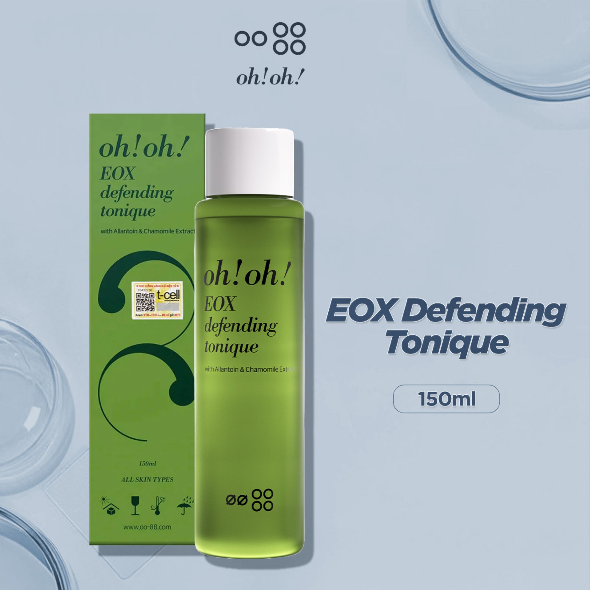 Nước cân bằng làm sạch và Dưỡng ẩm dịu da oh!oh! EOX Defending Tonique - 150ml