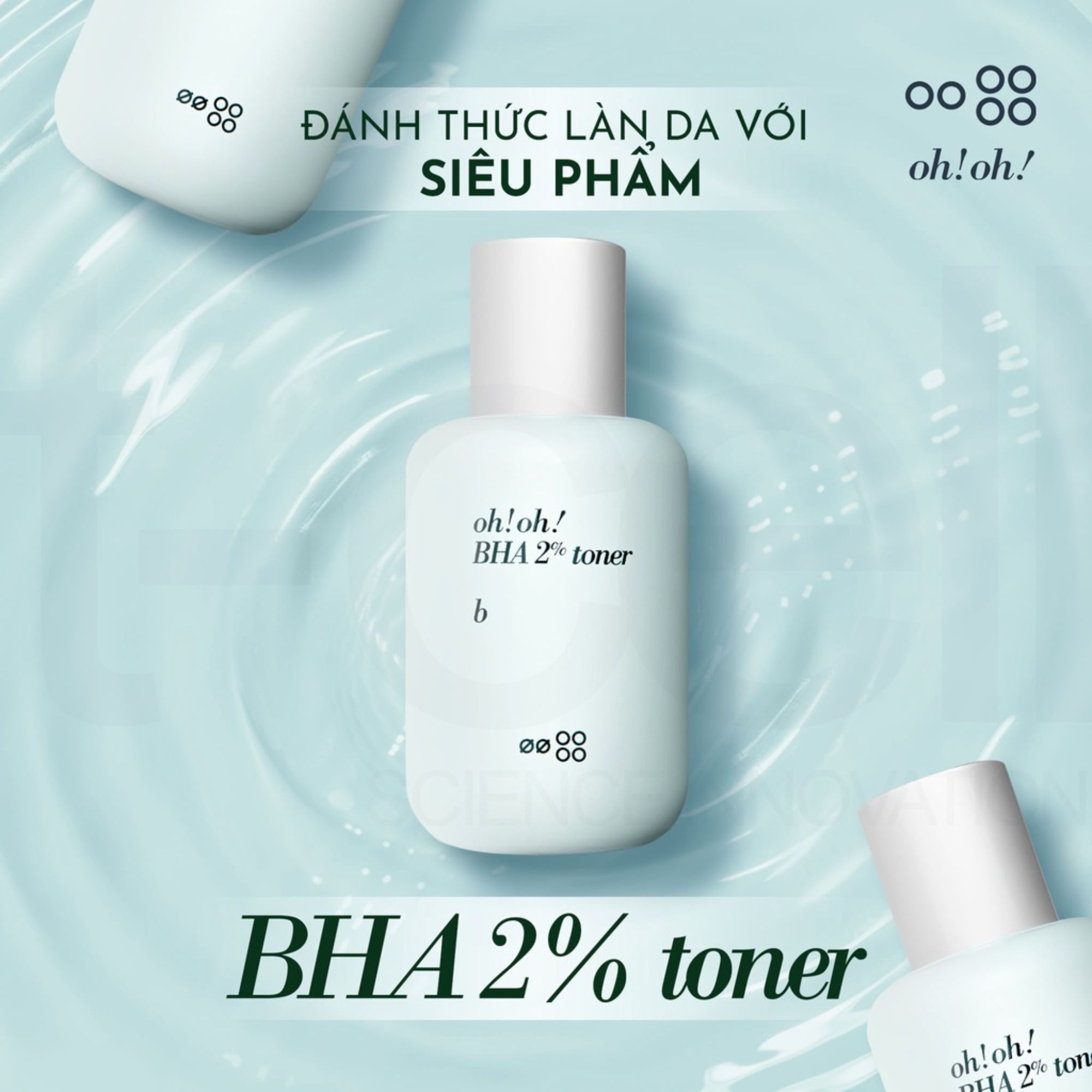 Nước cân bằng tẩy tế bào chết, làm sạch sâu da oh!oh! BHA 2% toner : b - 75ml