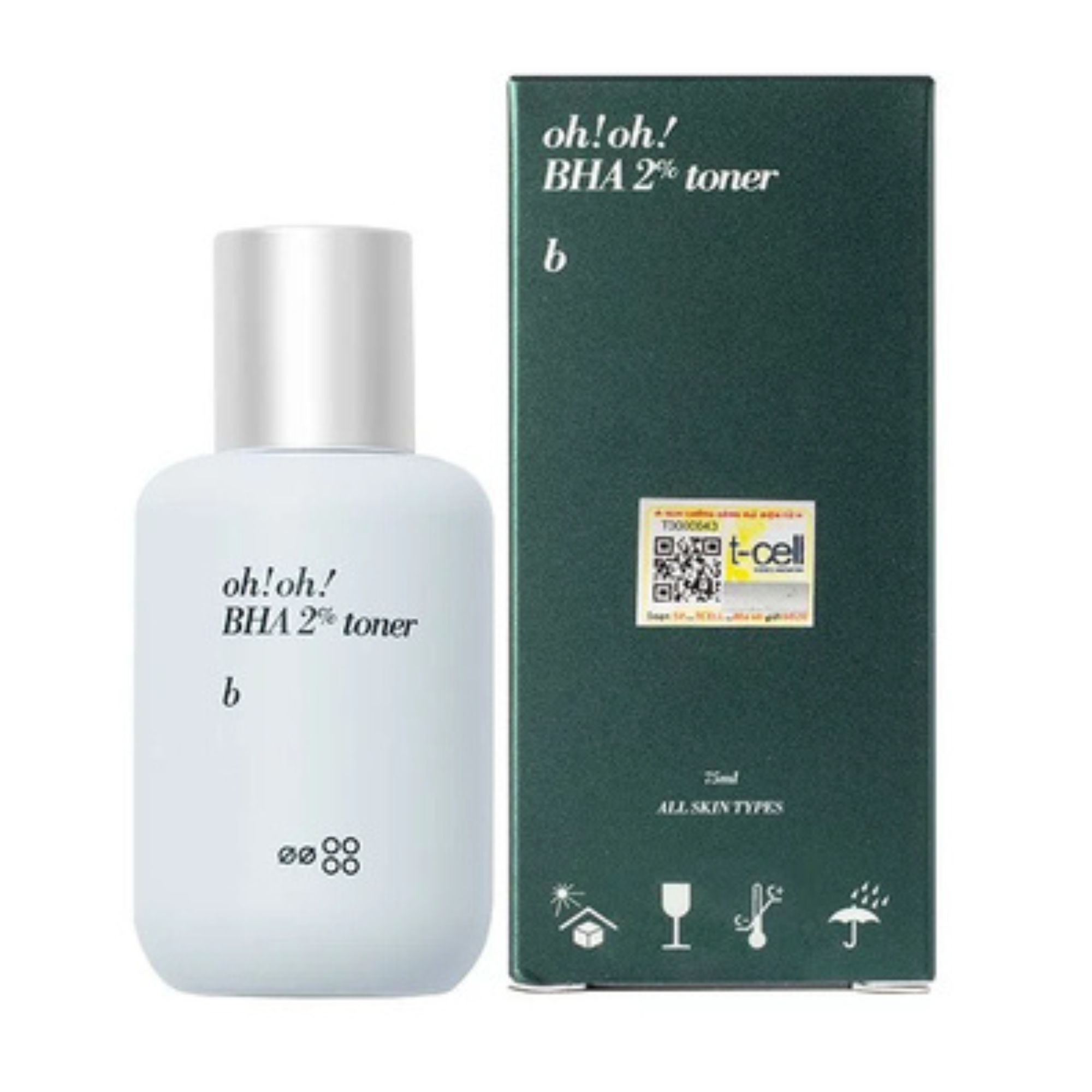 Nước cân bằng tẩy tế bào chết, làm sạch sâu da oh!oh! BHA 2% toner : b - 75ml