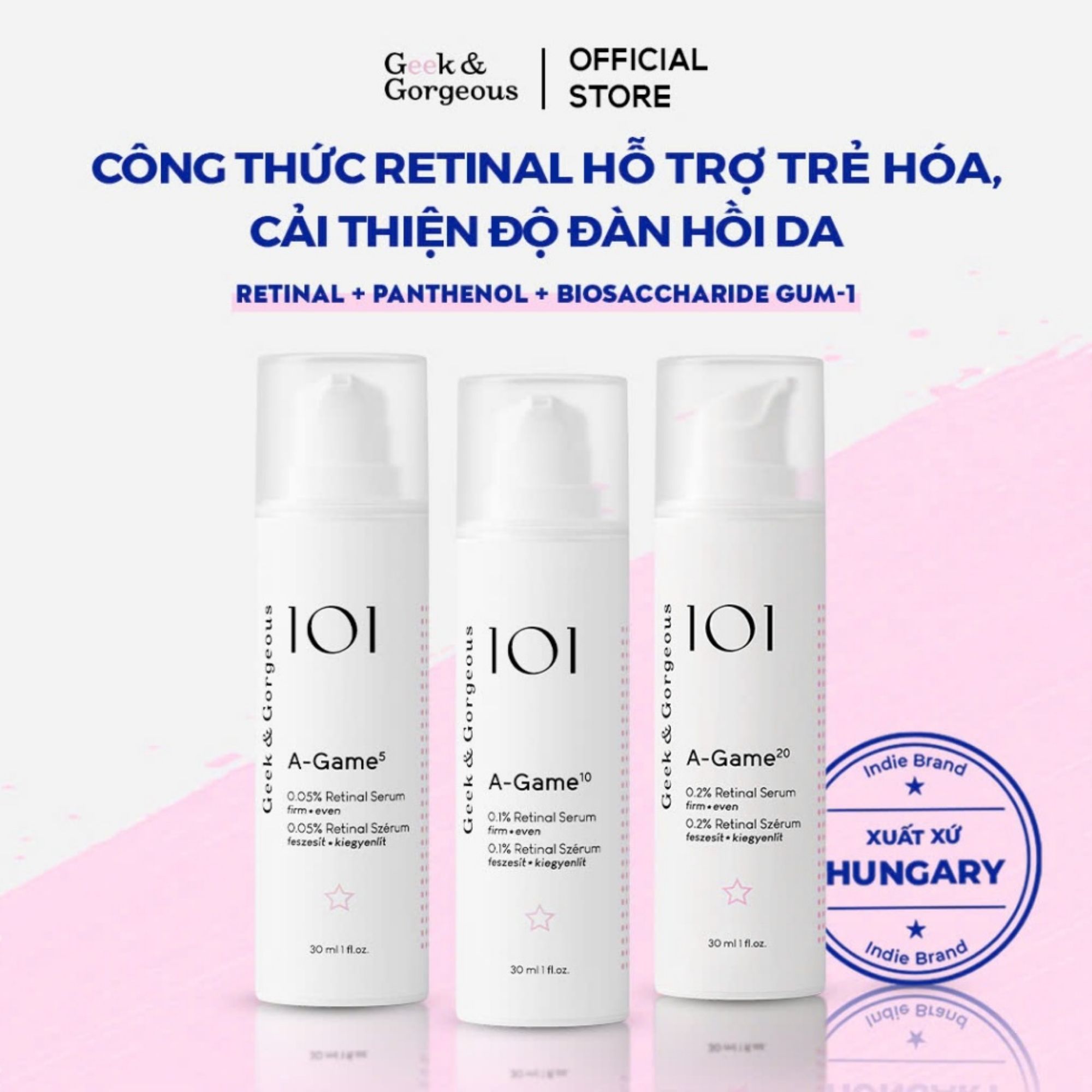 Tinh chất chống lão hoá, hỗ trợ tái tạo da Geek&Gorgeous A-Game 0.2% - 30ml