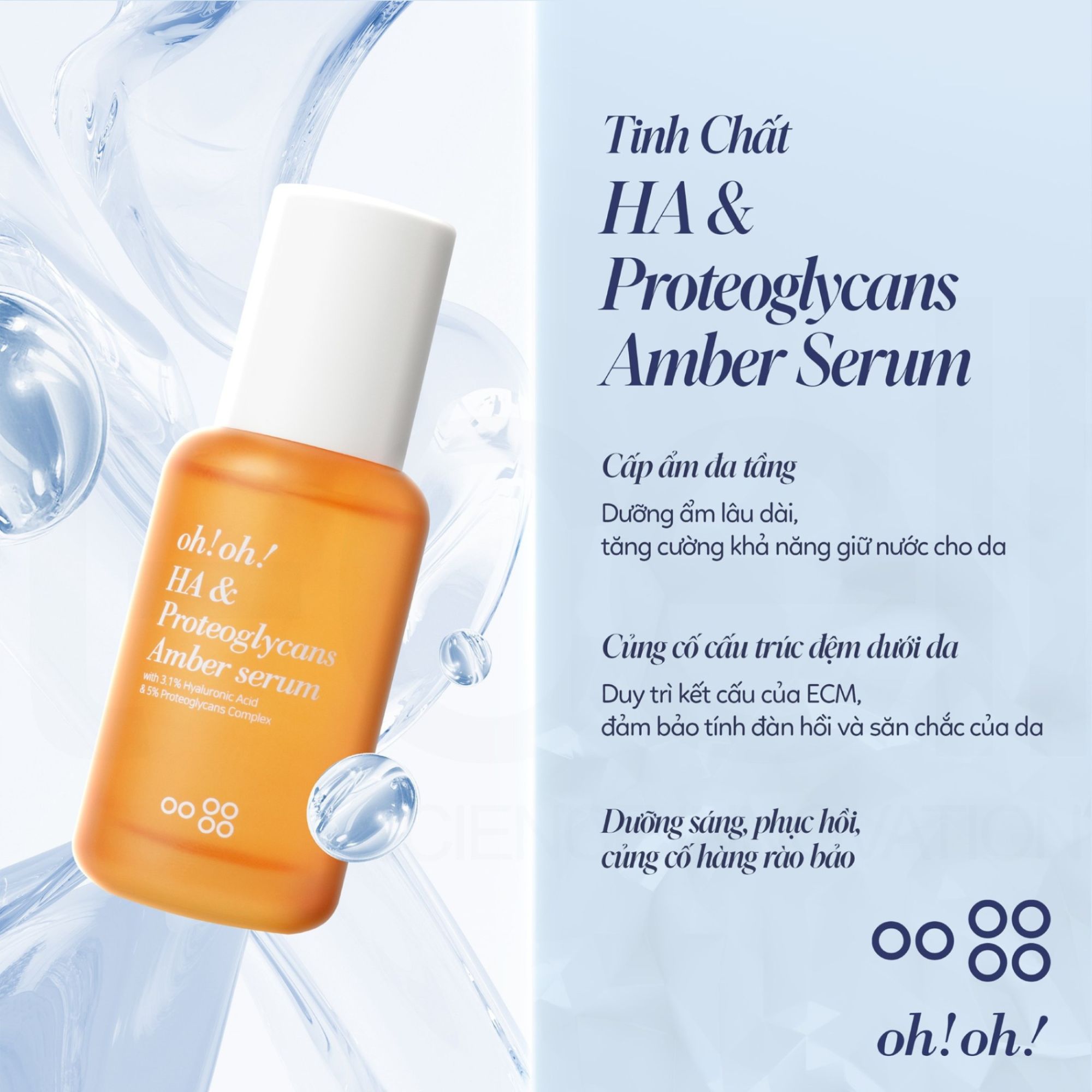 Tinh chất dưỡng ẩm và căng mướt oh!oh! HA & Proteoglycans Amber Serum - 30ml