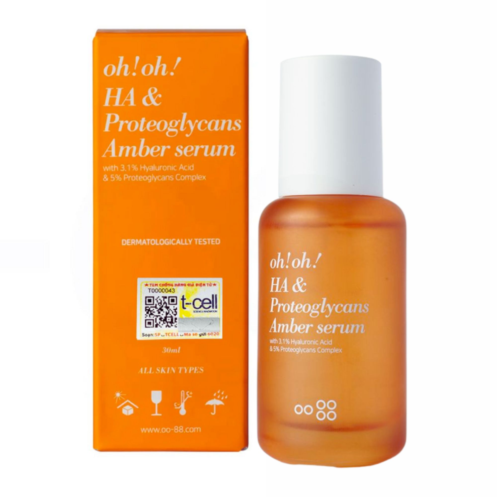 Tinh chất dưỡng ẩm và căng mướt oh!oh! HA & Proteoglycans Amber Serum - 30ml