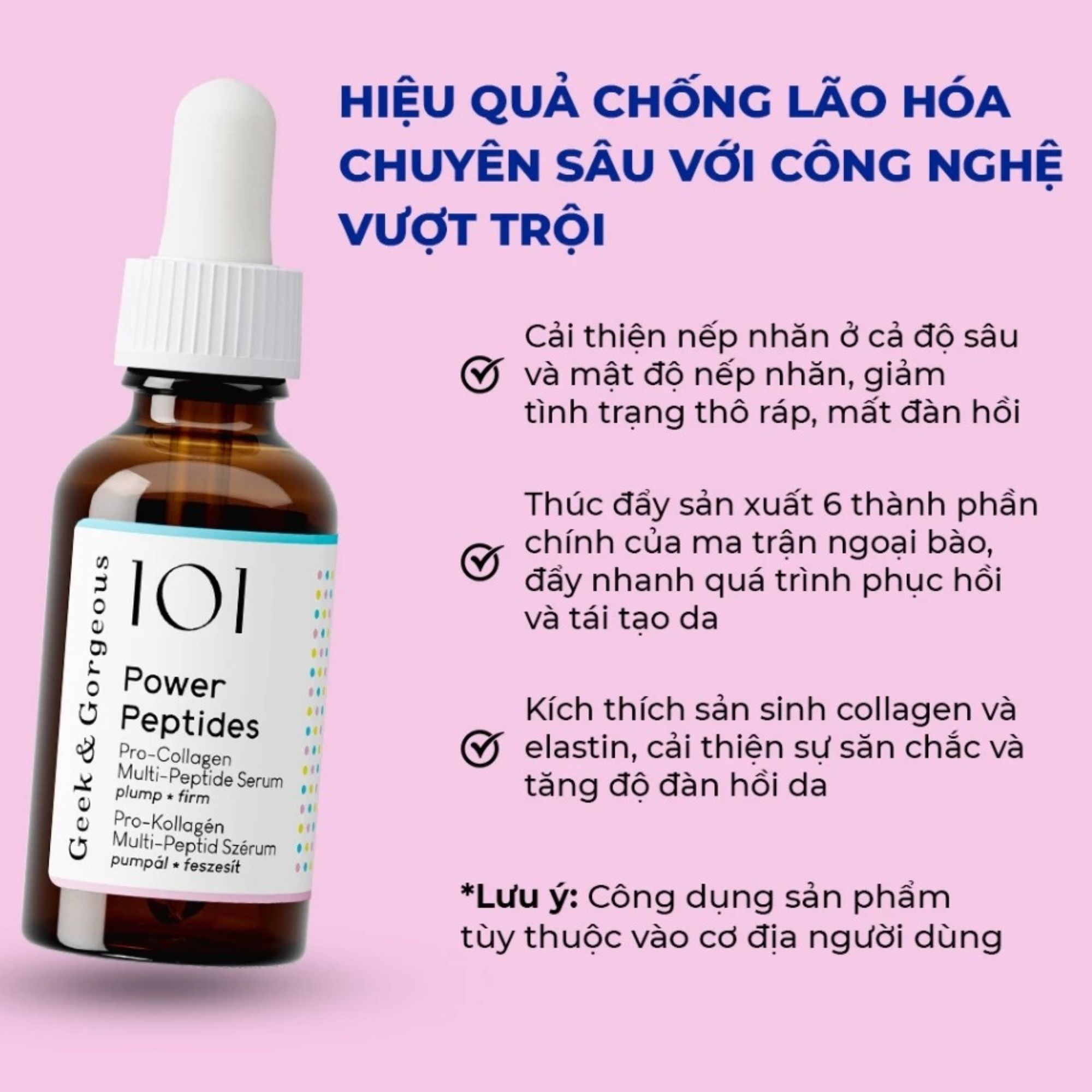 Tinh chất kích thích tăng sinh collagen Geek&Gorgeous Power Peptides - 30ml