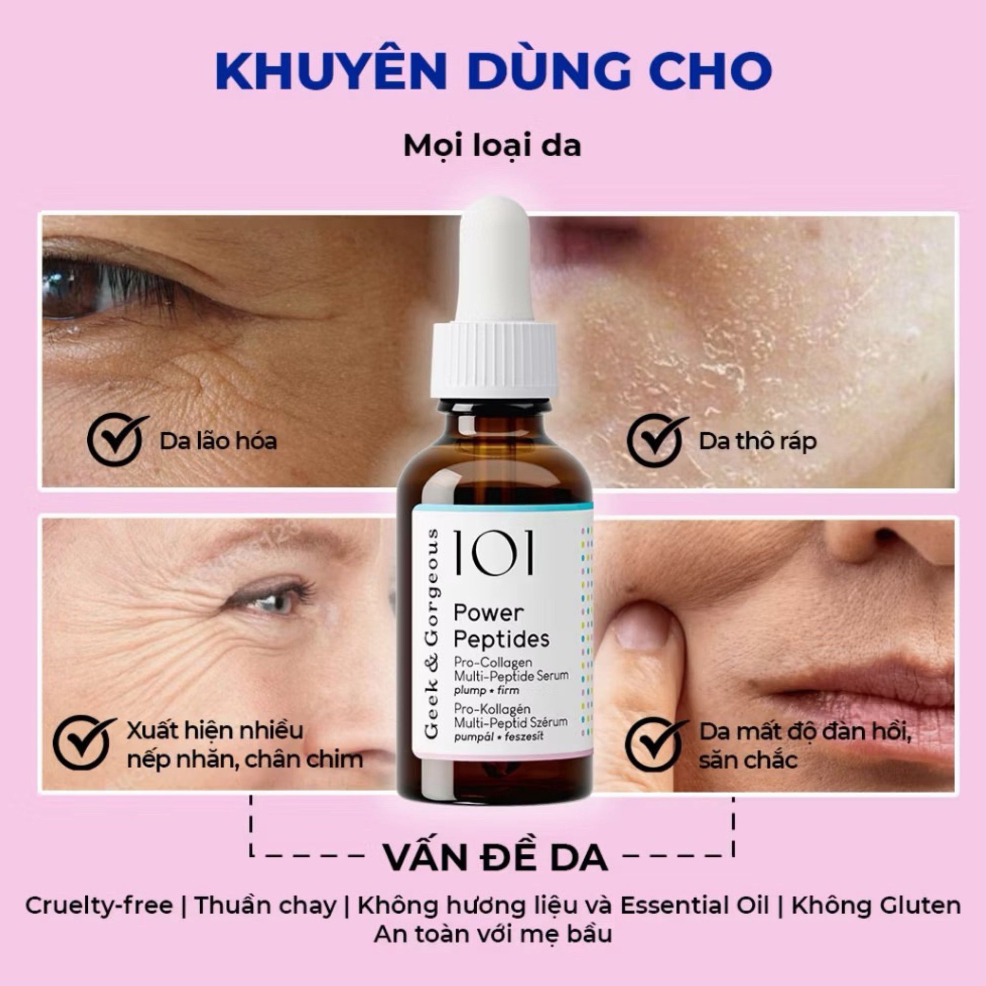 Tinh chất kích thích tăng sinh collagen Geek&Gorgeous Power Peptides - 30ml