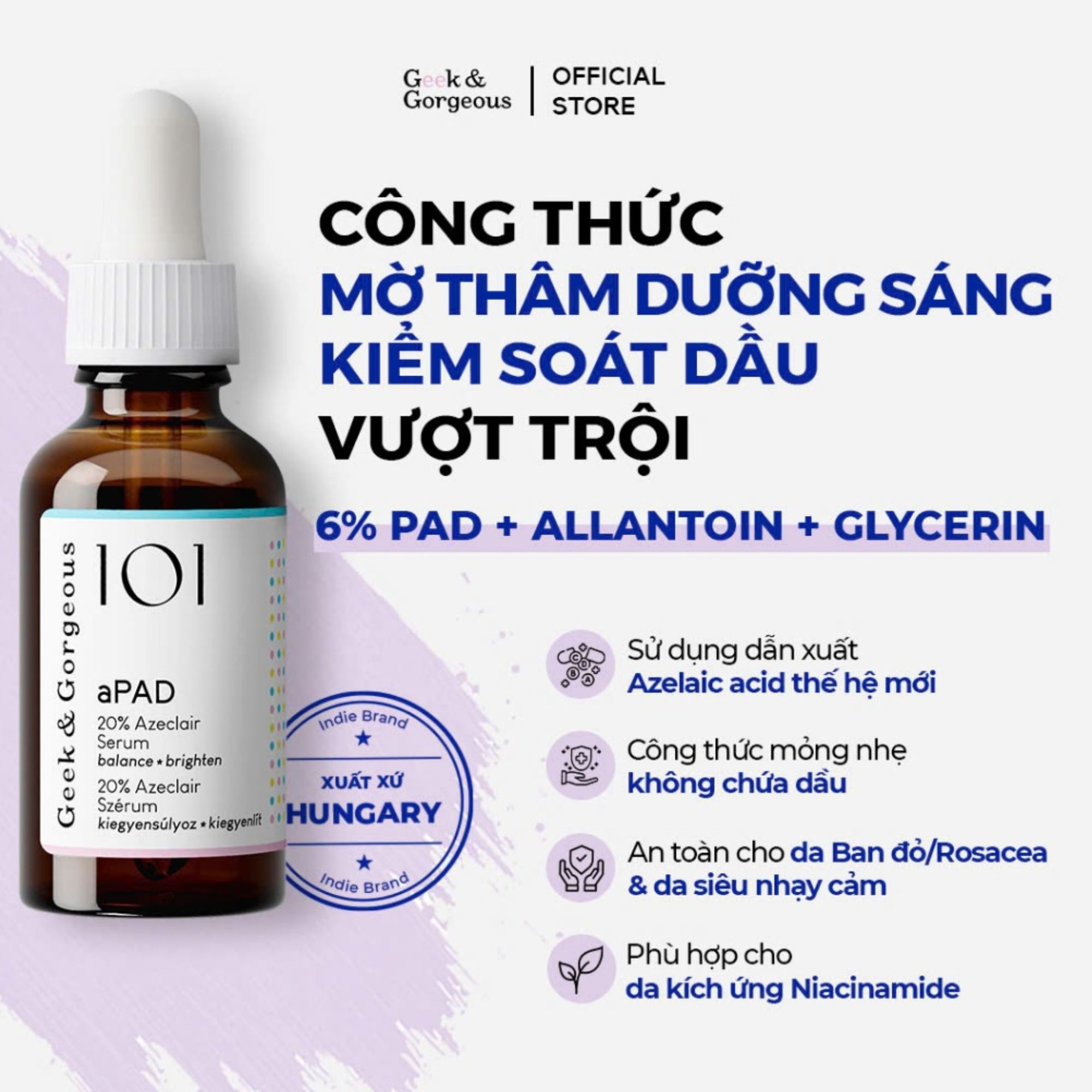Tinh chất mờ thâm, dưỡng sáng, kiểm soát dầu Geek&Gorgeous aPAD - 30ml